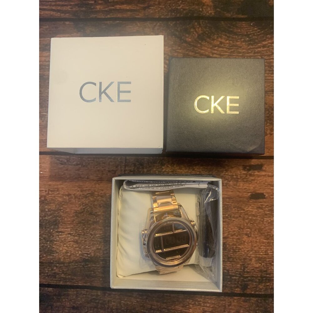 CKE Rose Gold Digital Watch With Unique Multi-Window Display & Adjustable Metal